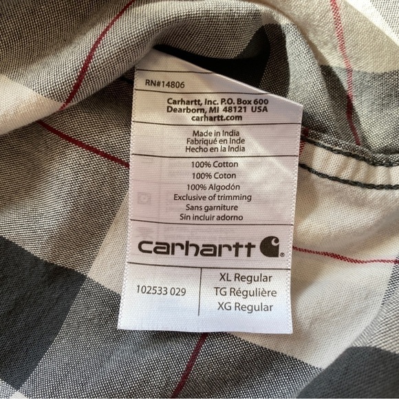 Carhartt Relaxed Fit Plaid Short Sleeve Button Down Shirt Size XL - Picture 6 of 8